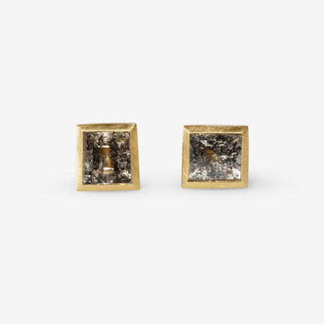 Salt and pepper diamond earrings by contemporary jewellery designer, Sarah Straussberg