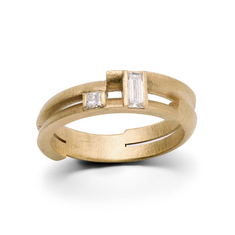 Baguette cut diamond ring by contemporary jewellery designer, Sarah Straussberg