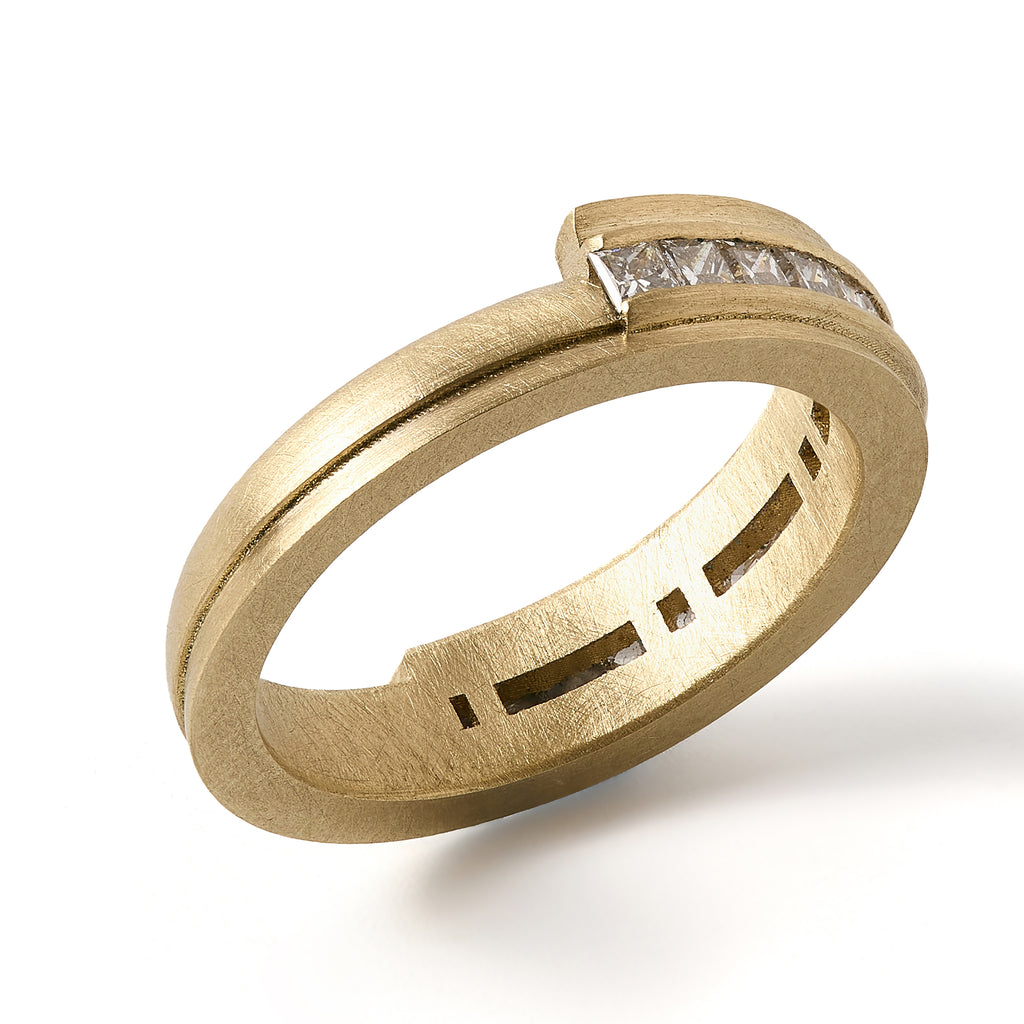 Princess cut diamond eternity ring by contemporary jewellery designer, Sarah Straussberg