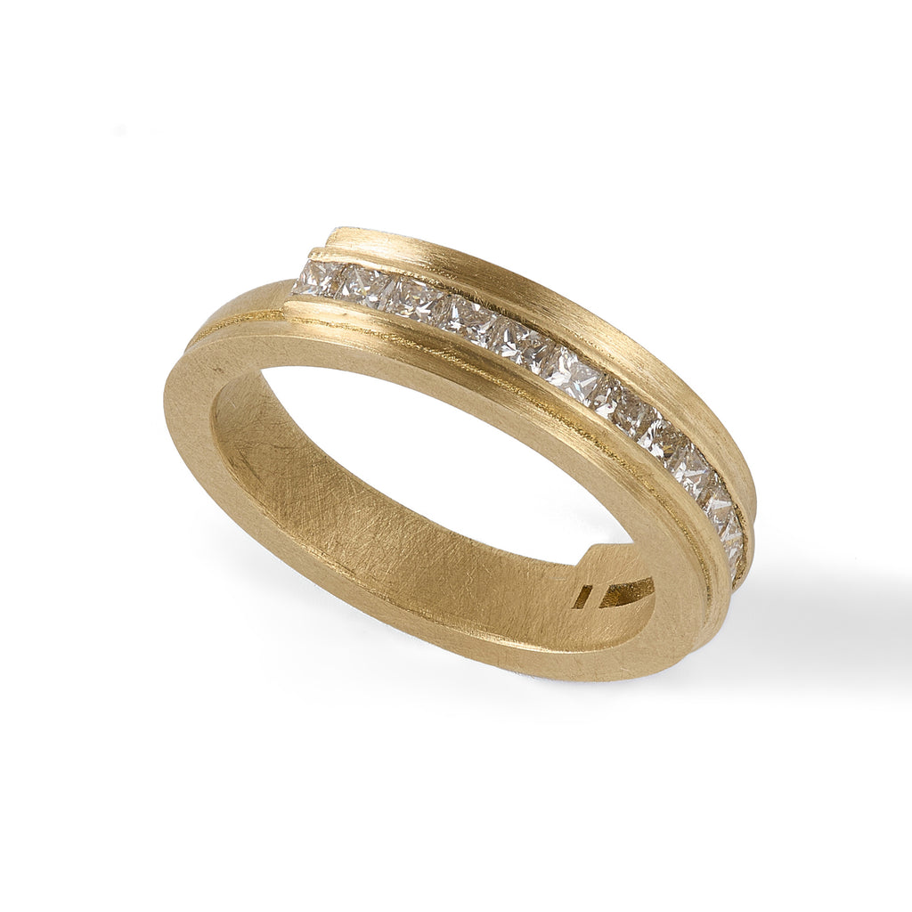 Princess cut diamond eternity ring by contemporary jewellery designer, Sarah Straussberg