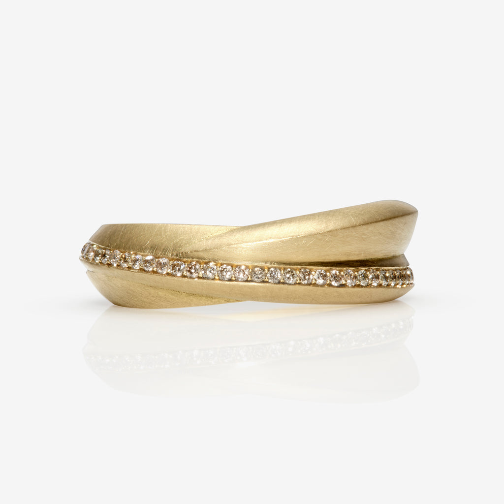 Bold eternity ring with champagne coloured diamonds by contemporary jewellery designer, Sarah Straussberg