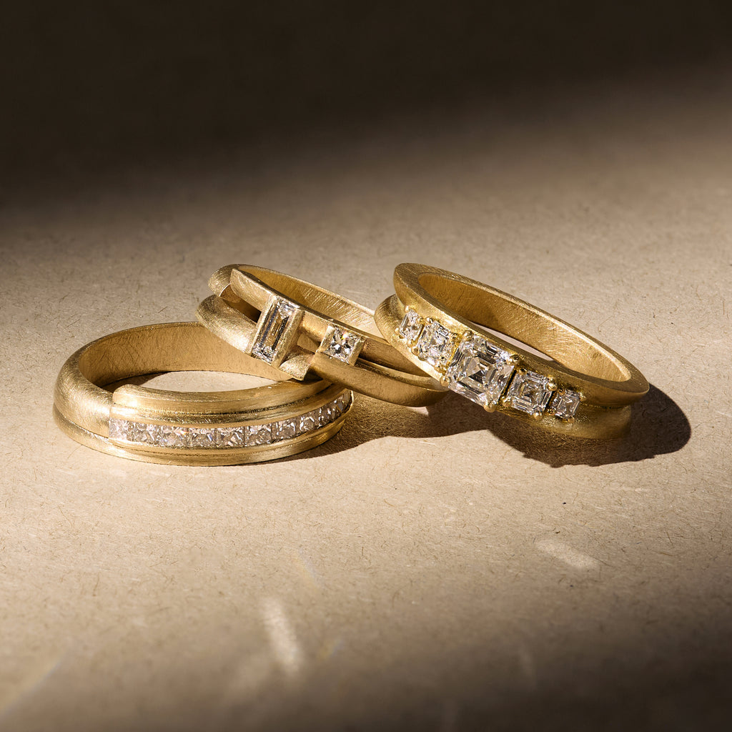 Lab-grown diamond rings by contemporary jewellery designer, Sarah Straussberg