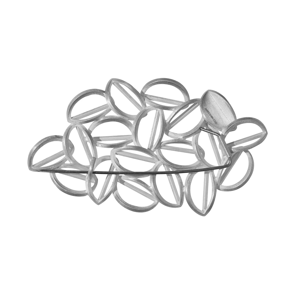 Large sterling silver brooch by contemporary jewellery designer, Sarah Straussberg