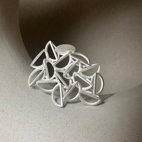 Silver geometric brooch from Sarah Straussberg