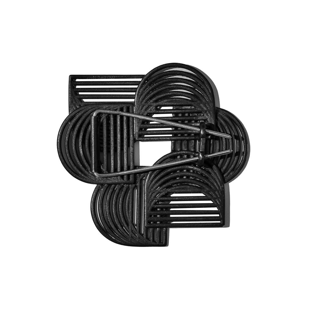 A modern sterling silver brooch with an oxidised finish, by contemporary jewellery designer, Sarah Straussberg