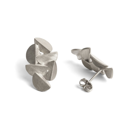 Modern sterling silver earrings by contemporary jewellery designer, Sarah Straussberg.