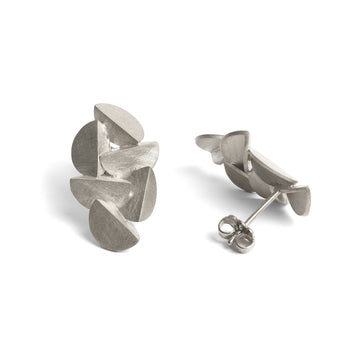 Modern sterling silver earrings by contemporary jewellery designer, Sarah Straussberg.