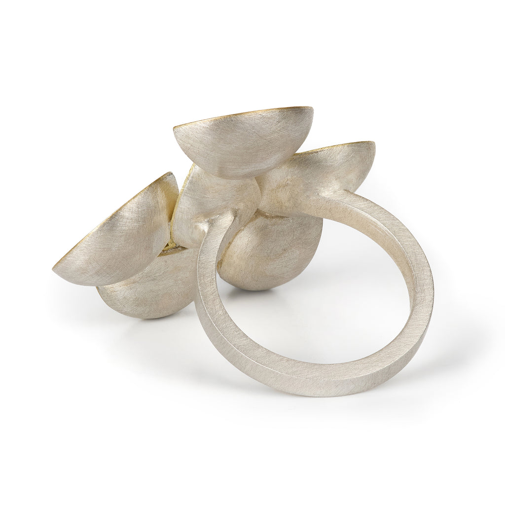 the back of a sculptural ring by contemporary jewellery designer, Sarah Straussberg
