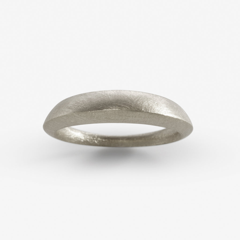 matte silver ring by contemporary jewellery designer, Sarah Straussberg