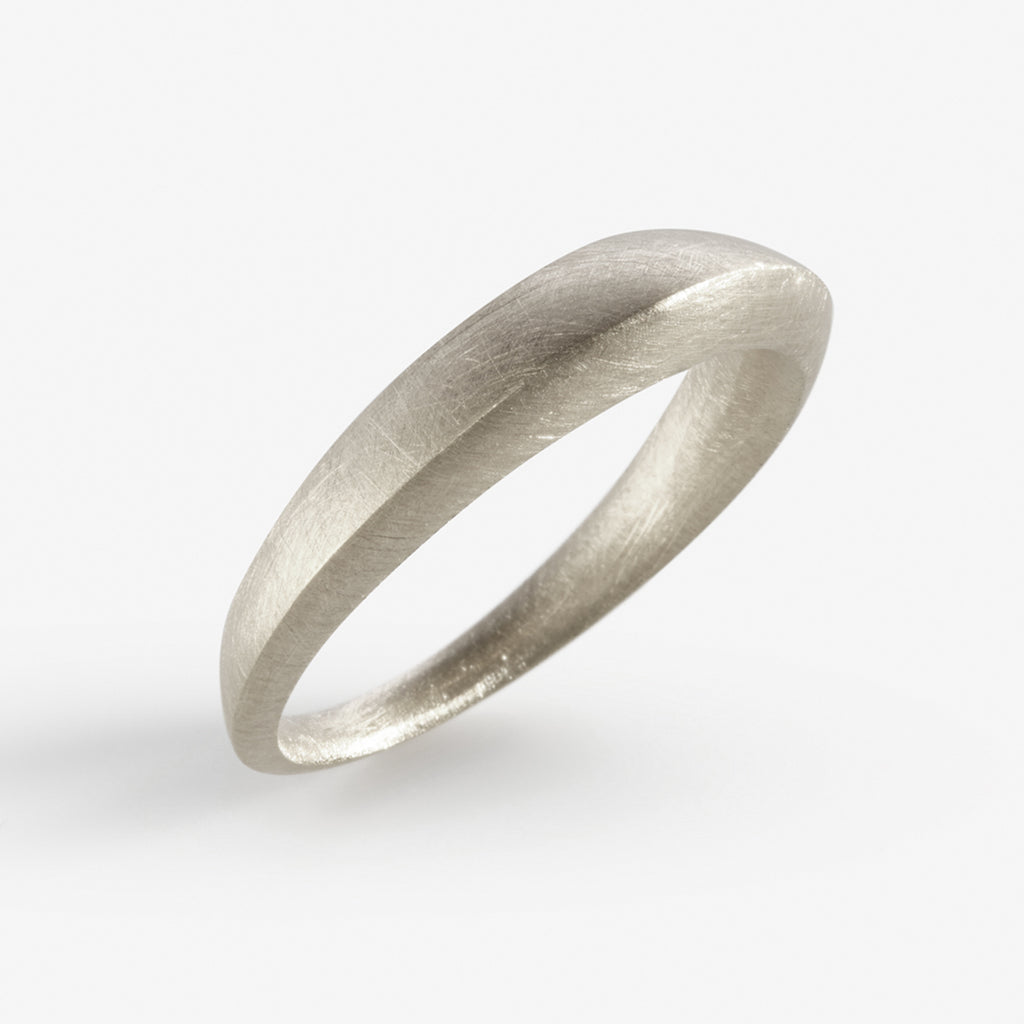 matte silver ring by contemporary jewellery designer, Sarah Straussberg