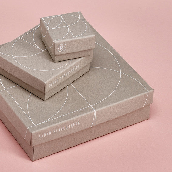 Packaging designed by Steve Wilcox for contemporary jewellery designer Sarah Straussberg
