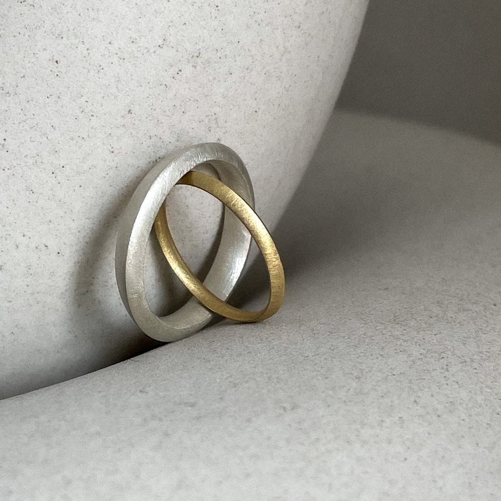Signature wedding rings by contemporary jewellery designer, Sarah Straussberg